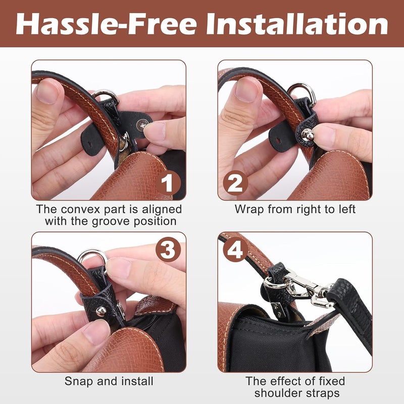 dadop Strap Kit Compatible with Longchamp Mini Bags - Leather Adjustable Purse Straps for Women's Mini Shoulder Bag - Image 4